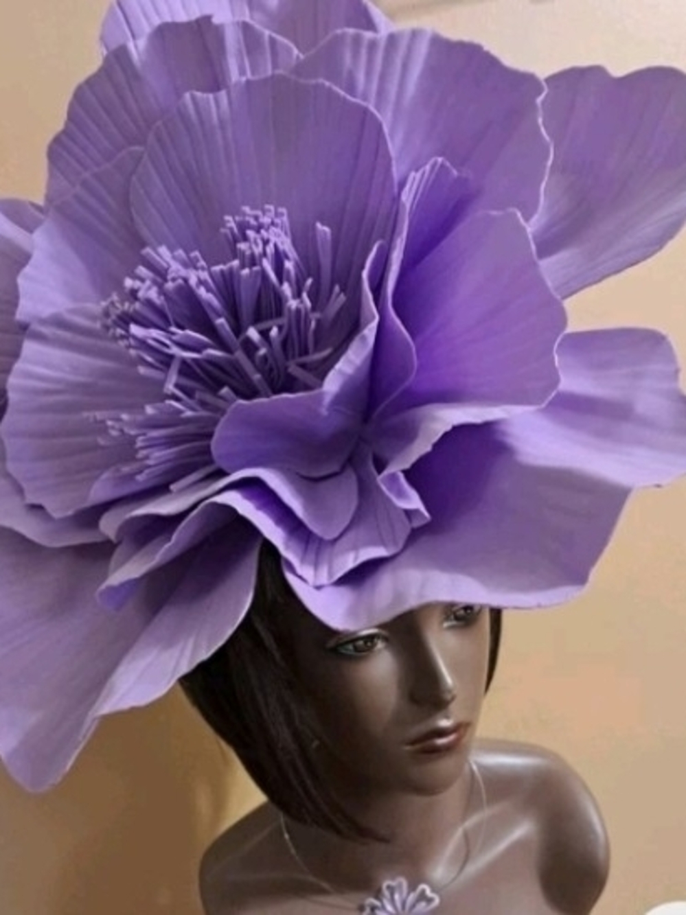 New Lavender Oversized Floral Fascinator Hat for Women - Diameter 16"